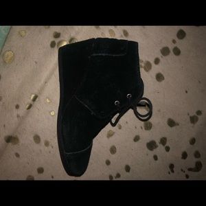 Toms Black Suede Wedges